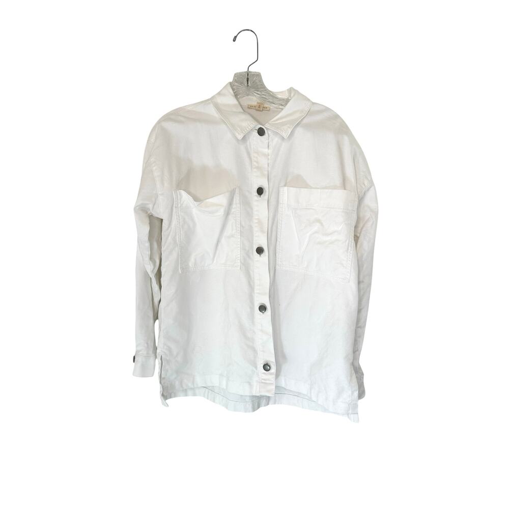 Eileen Fisher White Basic Full Button Coastal Grandma Lagenlook Jacket‎ XXS